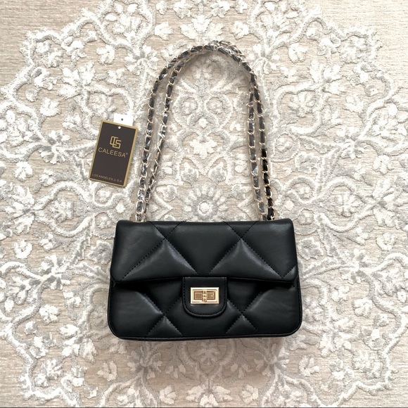 Black Quilted Shoulder Bag - Picture 2 of 14